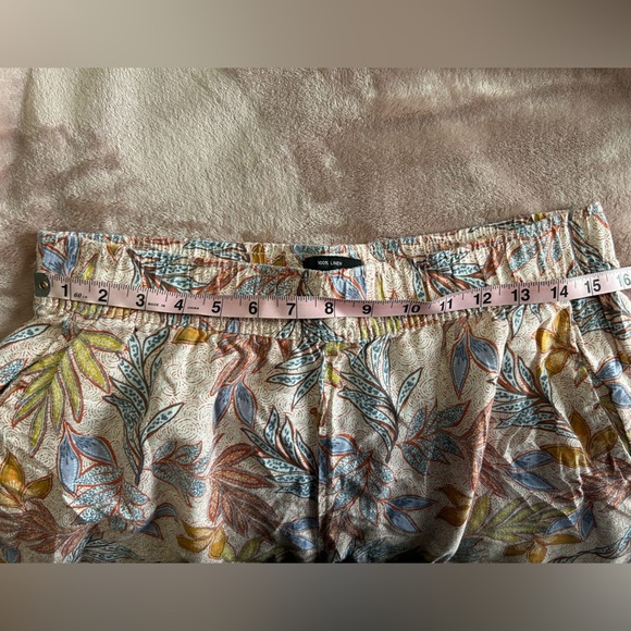 Nicole Miller Linen Tropical Floral Wide Leg Pull on Pants - Picture 7 of 8